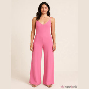 NWT DELUC Tura Jumpsuit Medium Pink Wide Leg Slip Style Spring Summer Vacation